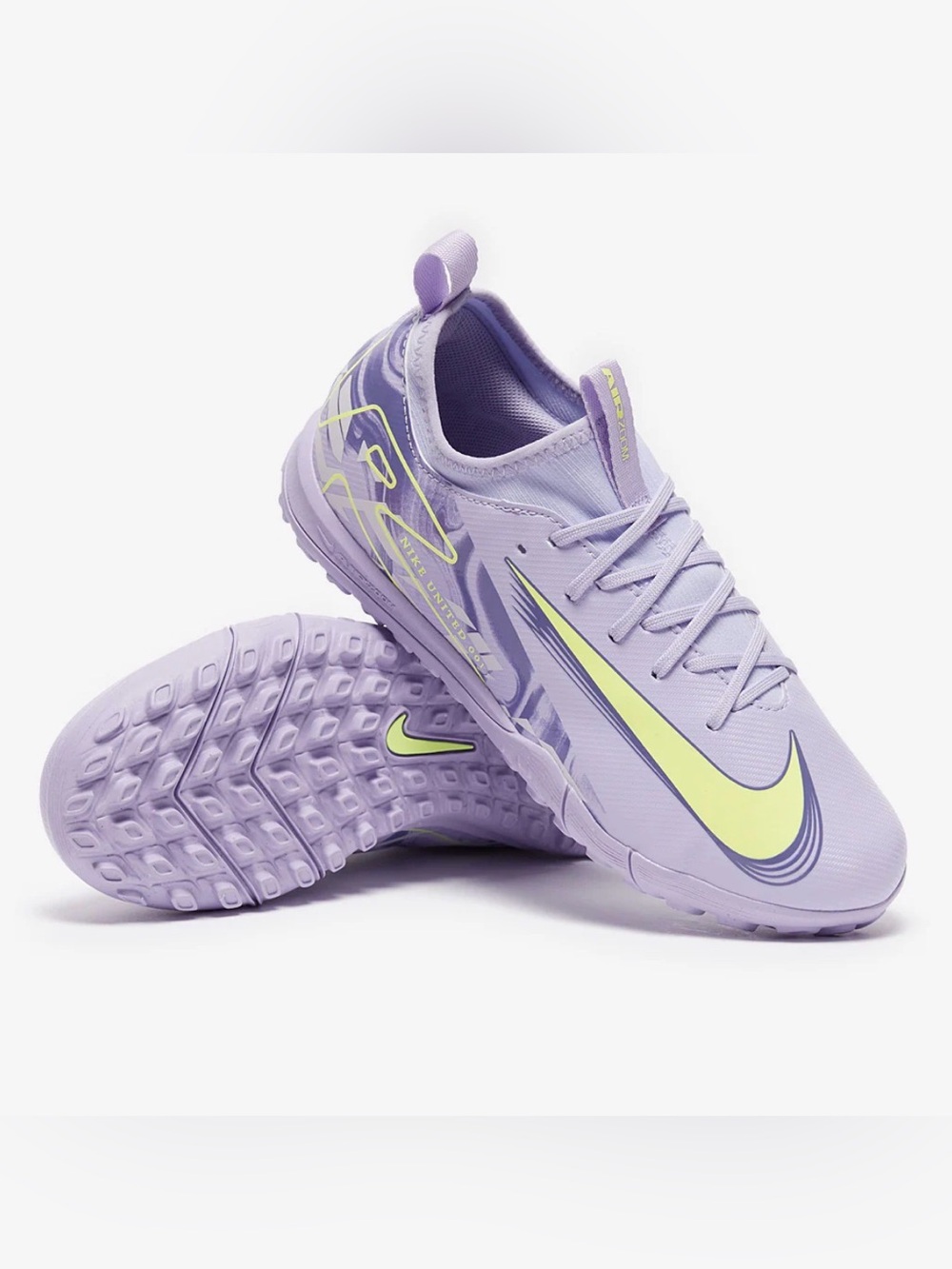 Nike Kids Air Zoom Mercurial Vapor Athletic Turf Trainer with Neon Yellow Swoosh